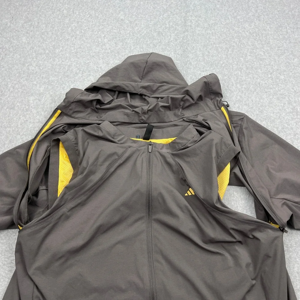 Adidas Ultimate365 Convertible Jacket Mens‎ XXL Gray Full Zip Hooded Windbreaker